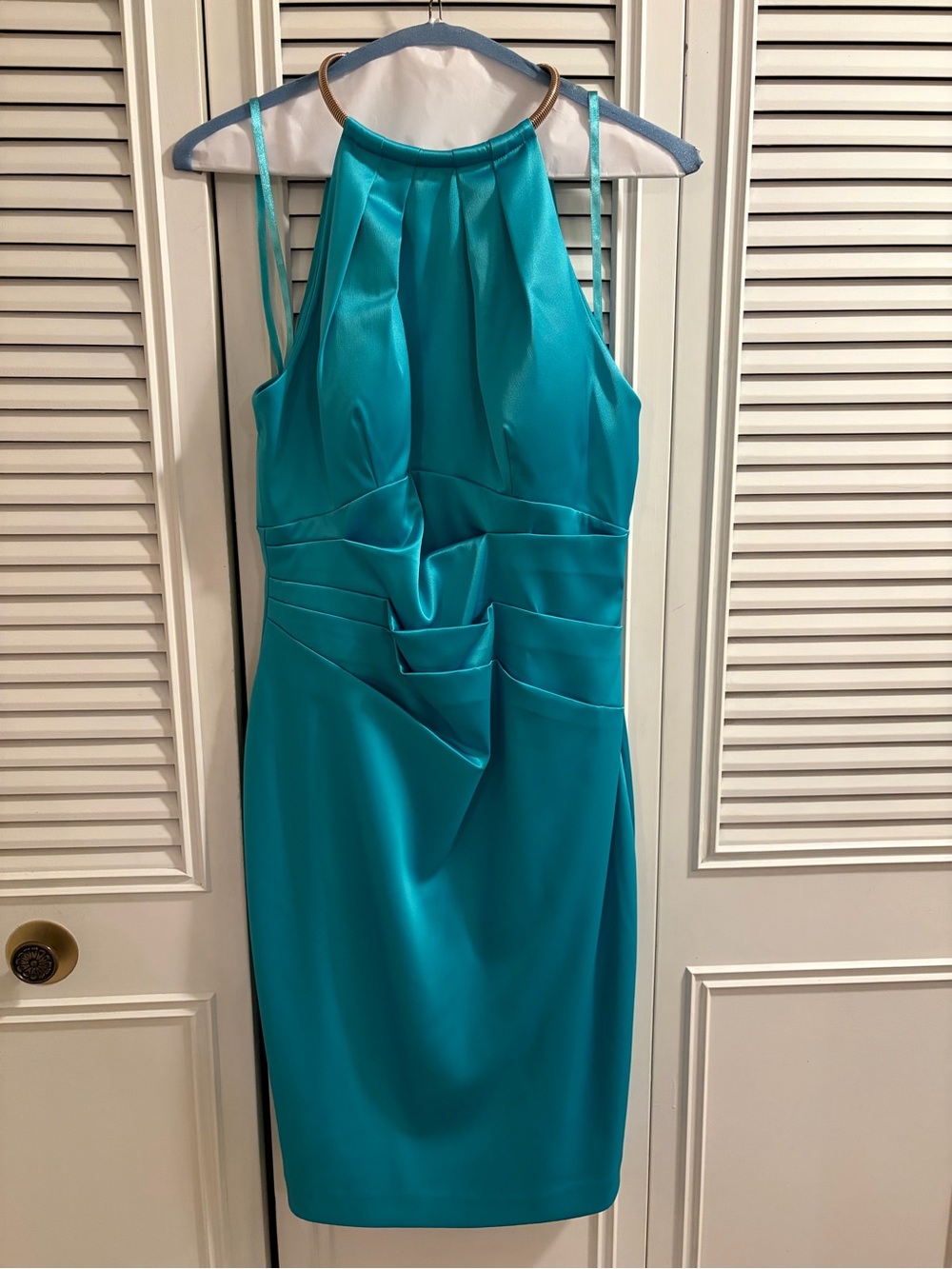 Eliza J Teal Halter Midi Dress